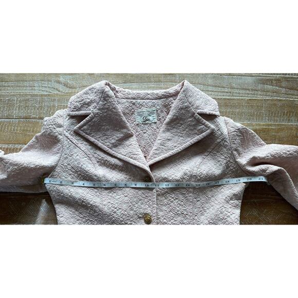 Vintage Sears Perma Prest 60’s Pink Polyester Floral Embossed Blazer Women’s 20’ - Picture 8 of 10